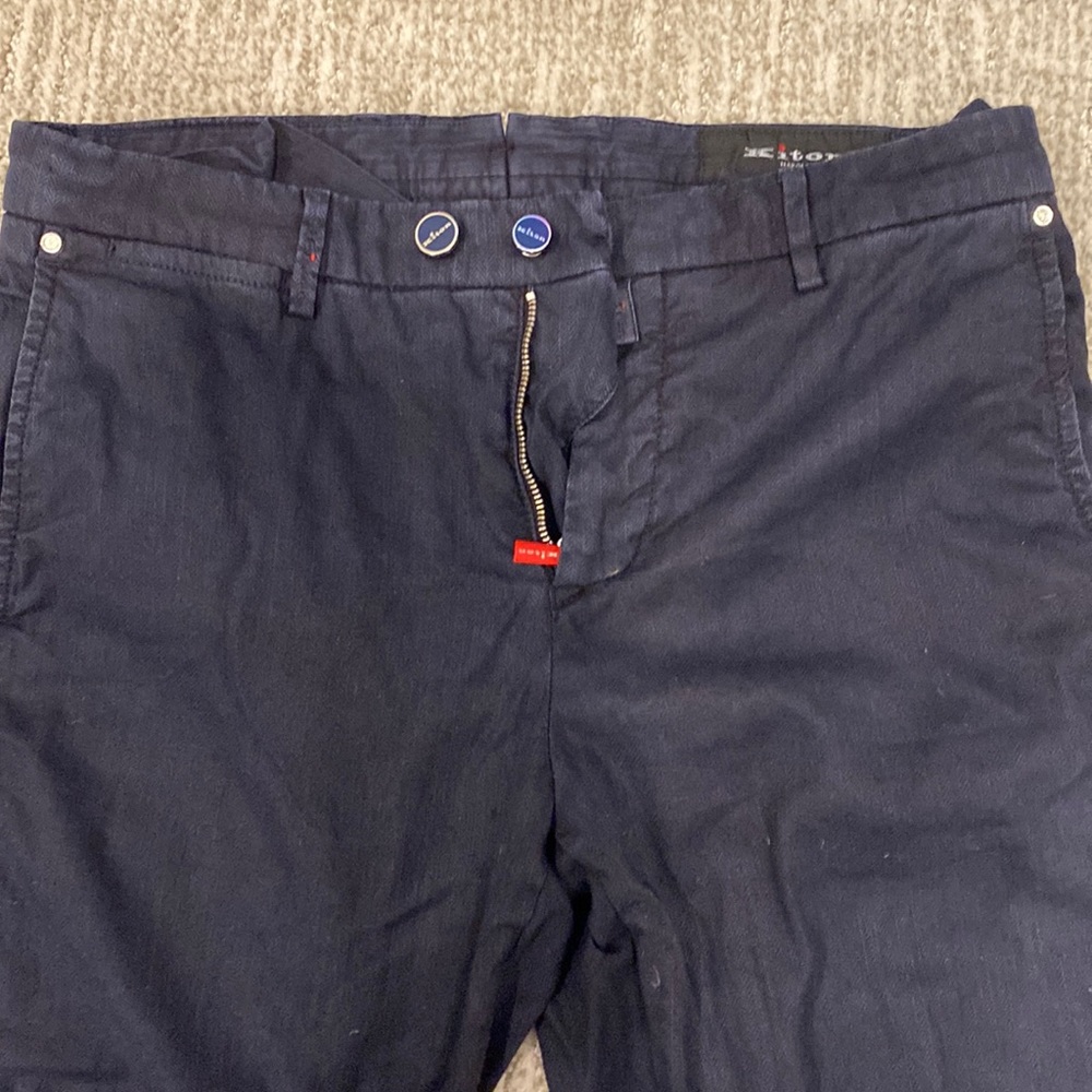 Kiton Herringbone blue twill Jeans